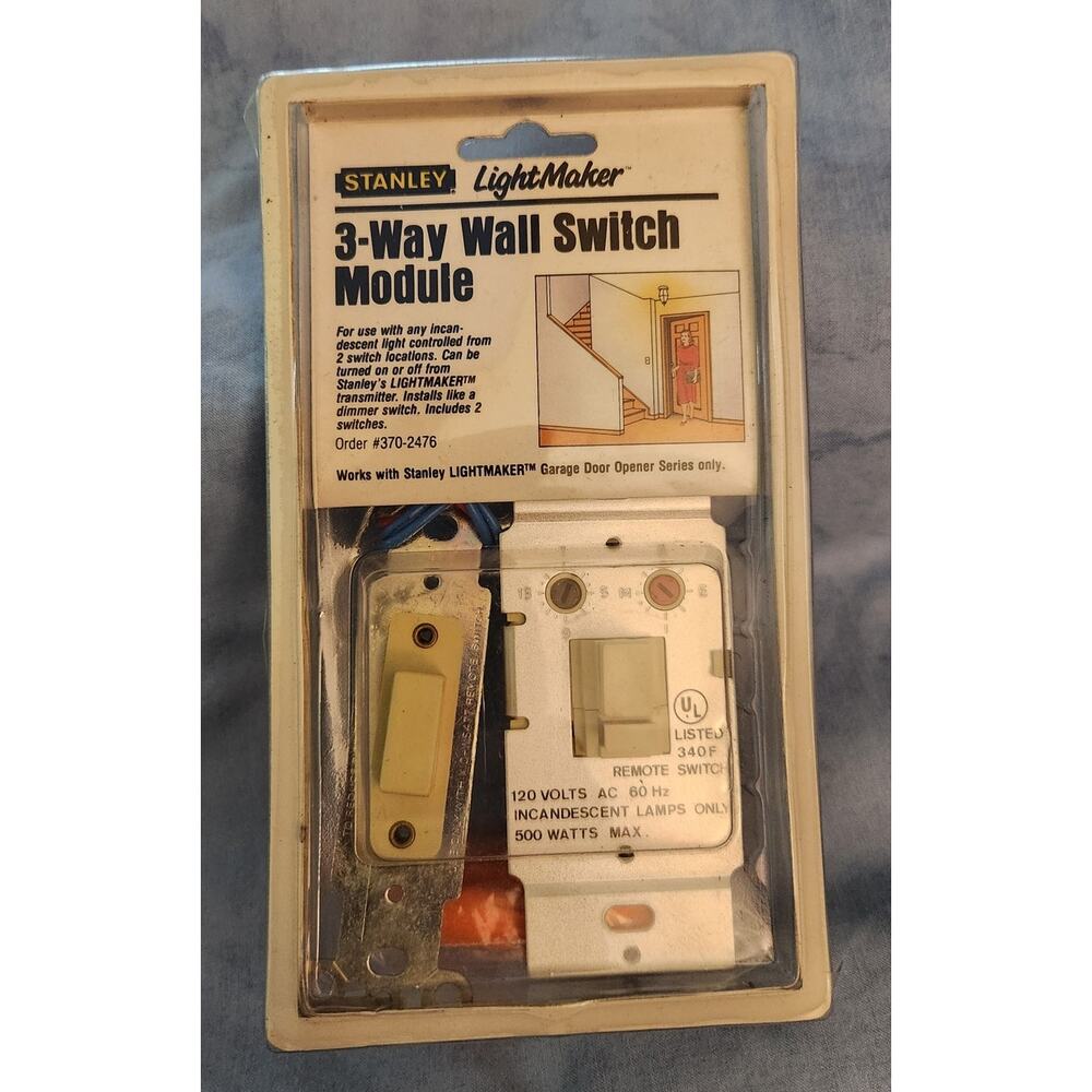 Stanley LIghtmaker 3 Way Wall Light Switch Module #370-2476 New
